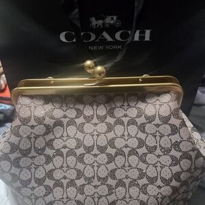 Coach Brown Signature Clasp Bag